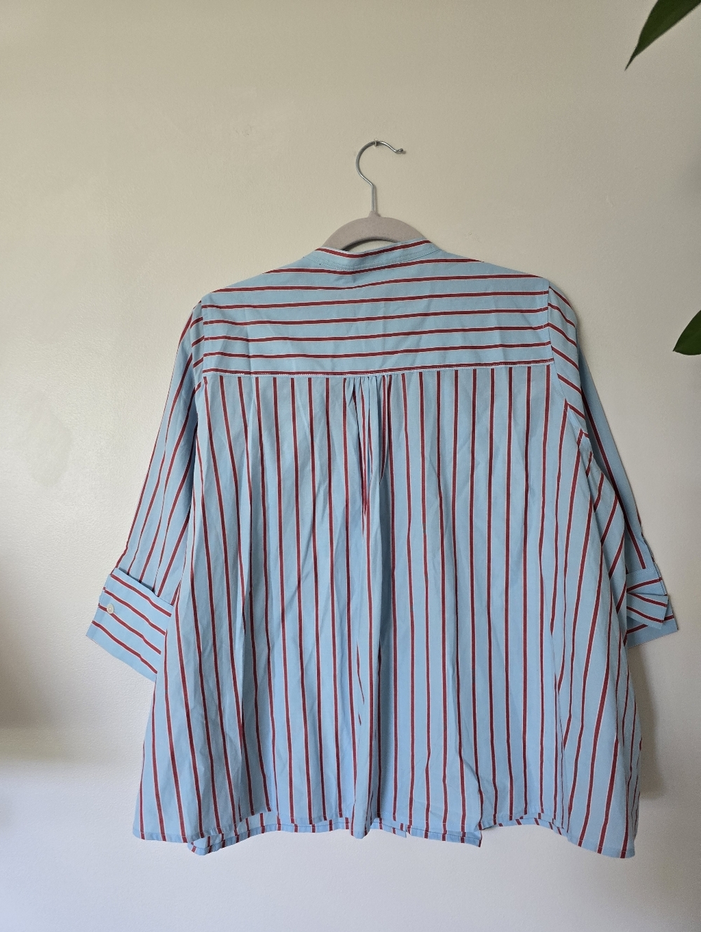 New Voyageur By Mersea Womens Top Size Medium Cotton Blue Red Striped Blouse - Picture 6 of 10